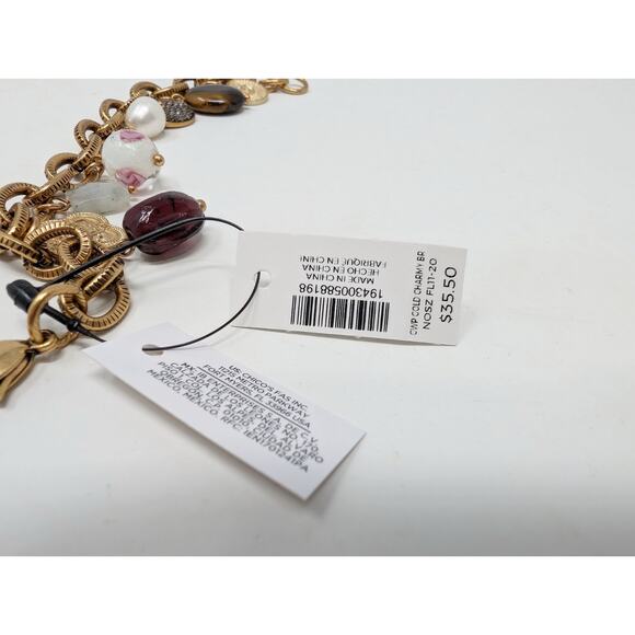 Chico's Charm Bracelet Gold Tone Chain Link Mixed Tone 8" New - Picture 7 of 7